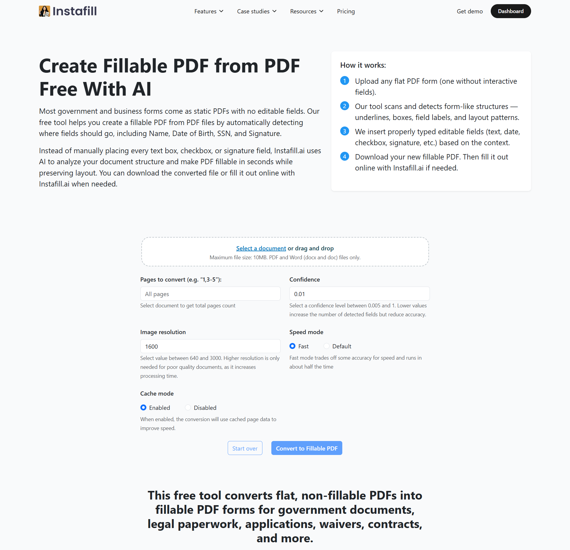 How to create fillable PDF forms automatically with Instafill.ai converter