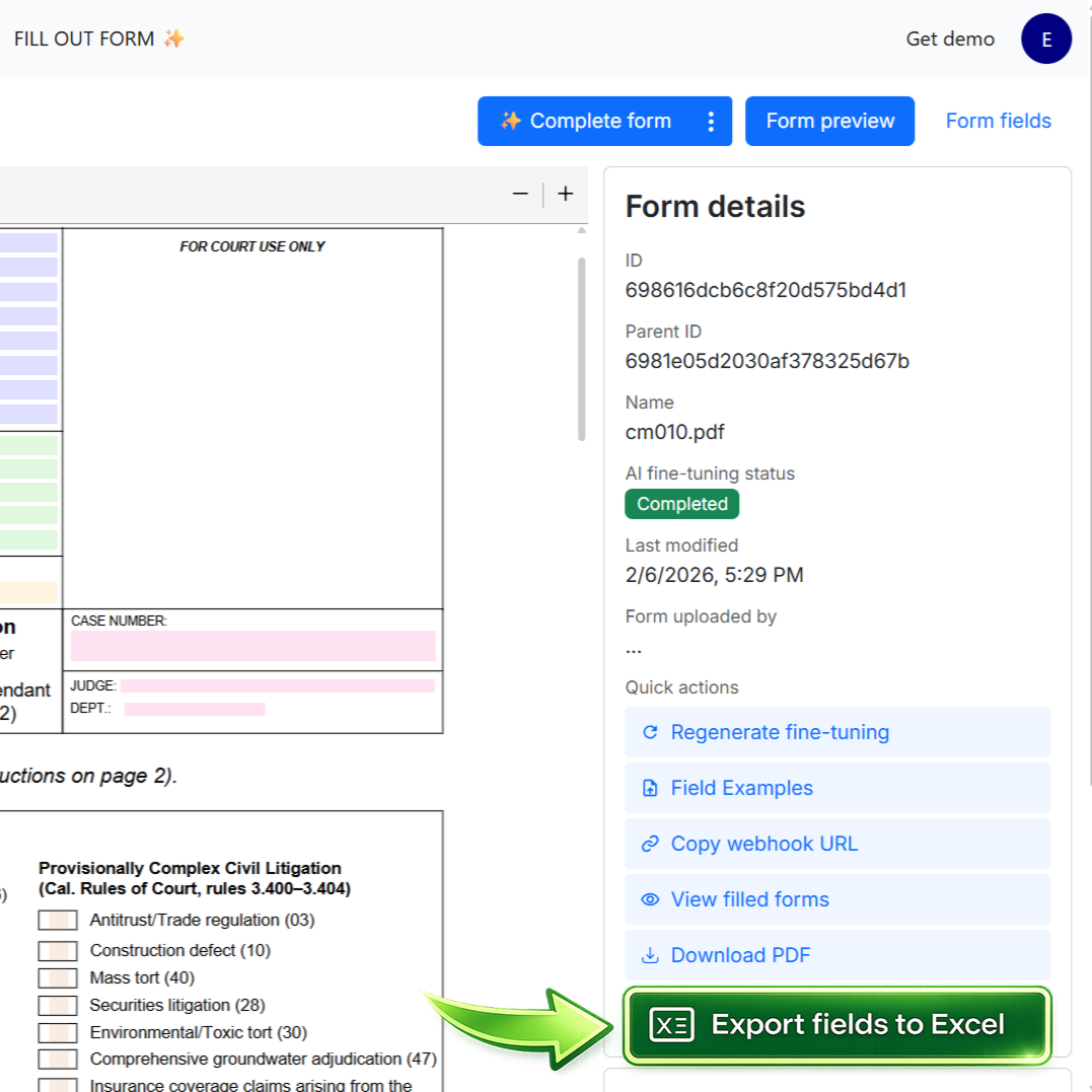 Product update: Export PDF form fields to Excel spreadsheet