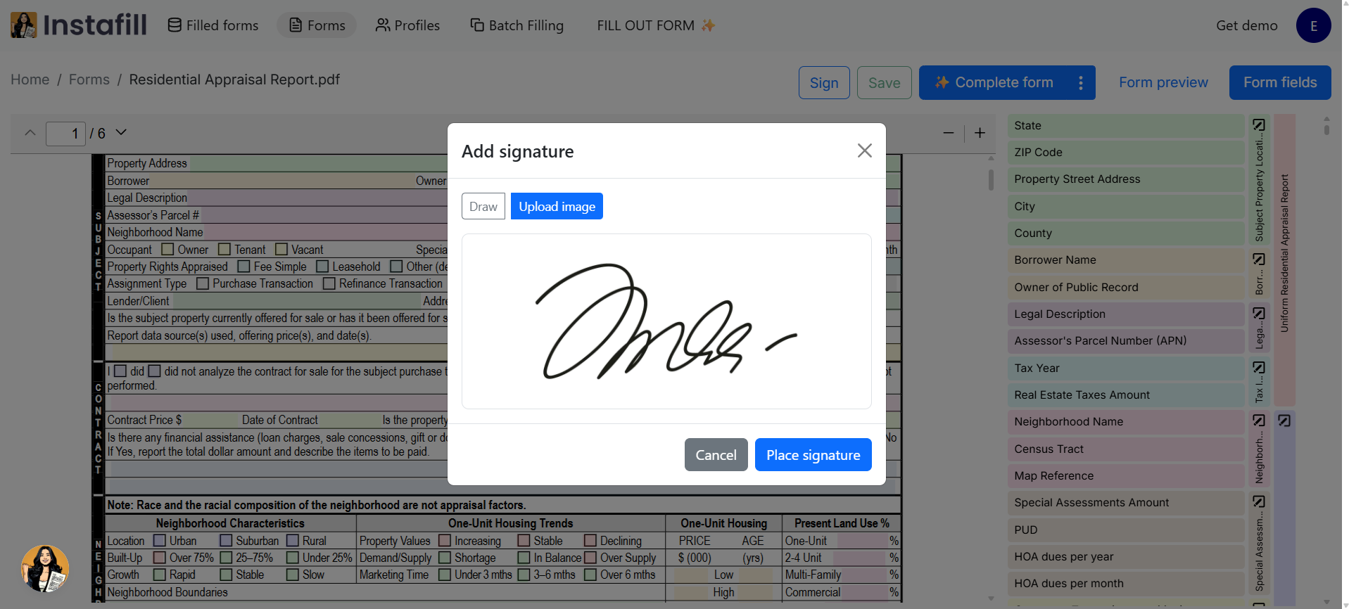 How to add a reusable signature to a PDF form with Instafill.ai